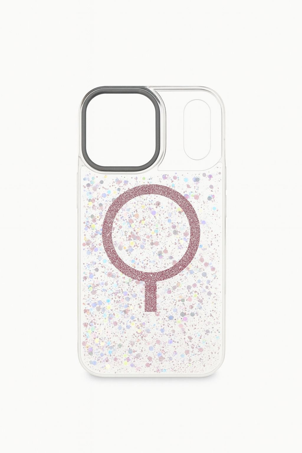 Doorzichtige hoesje met roze glitter Magsafe