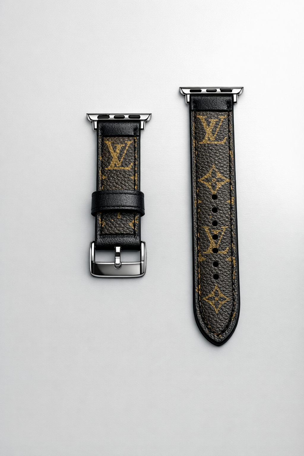 lv monogram bruin luxe leer Apple watchband