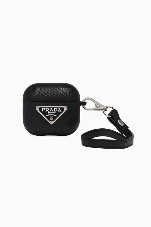 Airpods Case black with metal triangular logo
